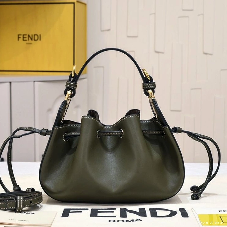 Cheap HOT Green Bag Fendi Mini Pomodorino In Calf Bucket Leather 0717
